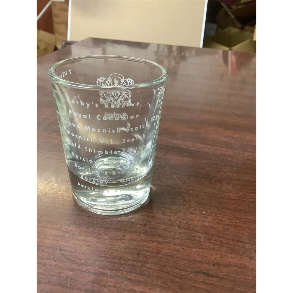 LIBBY BARCLAYS LOGO HEAVY SHOT GLASS 2 1/2 OZ 3 INCHES TALL